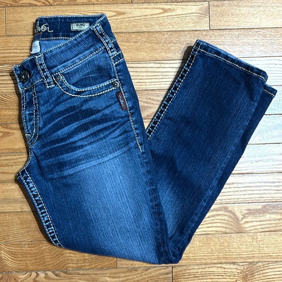 Silver Jeans Suki Capri‎ size 27 blue denim pants low rise - Picture 4 of 7